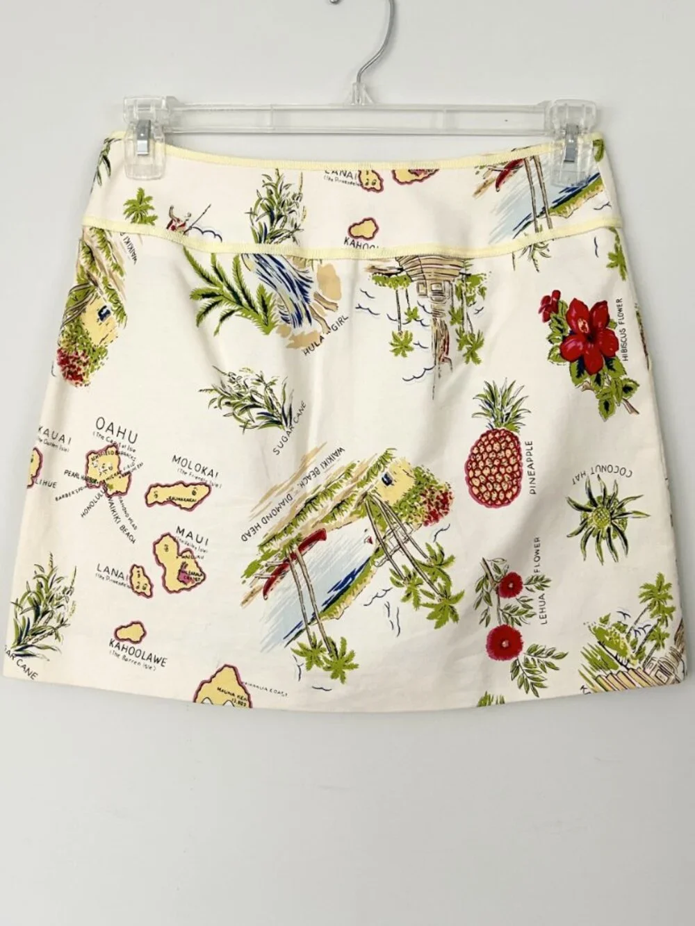 J CREW Hawaiian Mini Skirt Cotton Pockets Tropical Island Resort Vacation Size 4